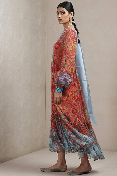 ritu kumar Dark pink printed dress online shopping melange singapore indian designer wear