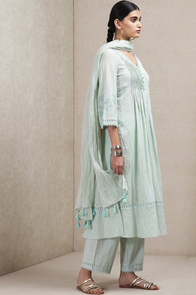 ritu kumar Mint Green Self Work Suit Set online shopping melange singapore indian designer wear