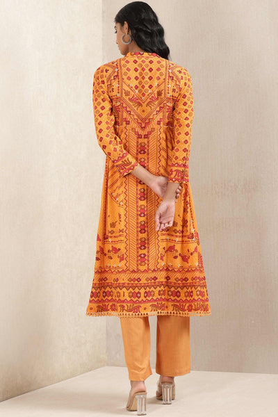 ritu kumar Orange Printed Suit Set festive indian designer wear online shopping melange singapore