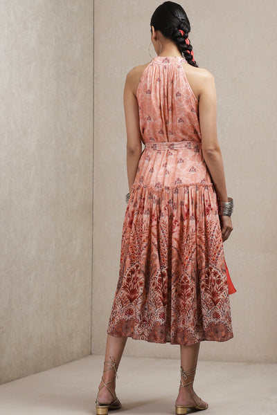 ritu kumar Peach floral print dress online shopping melange singapore indian designer wear