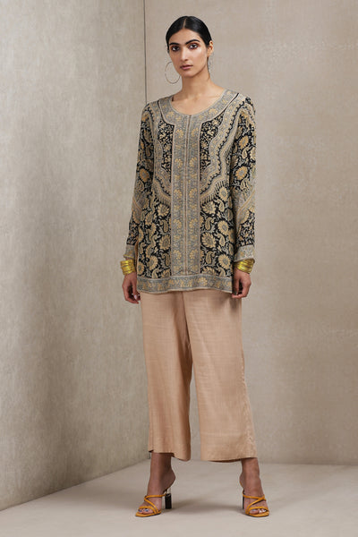 ritu kumar Round Neck Full Sleeves Kurti black beige online shopping melange singapore indian designer wear