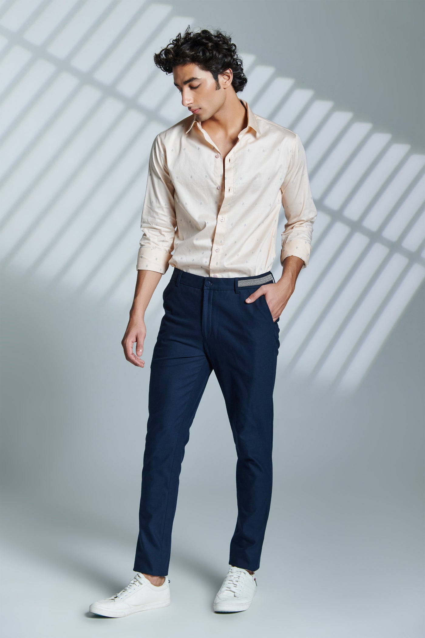 shantanu & nikhil menswear Classic Navy Trouser With Tape Detailing indian designer wear online shopping melange singapore