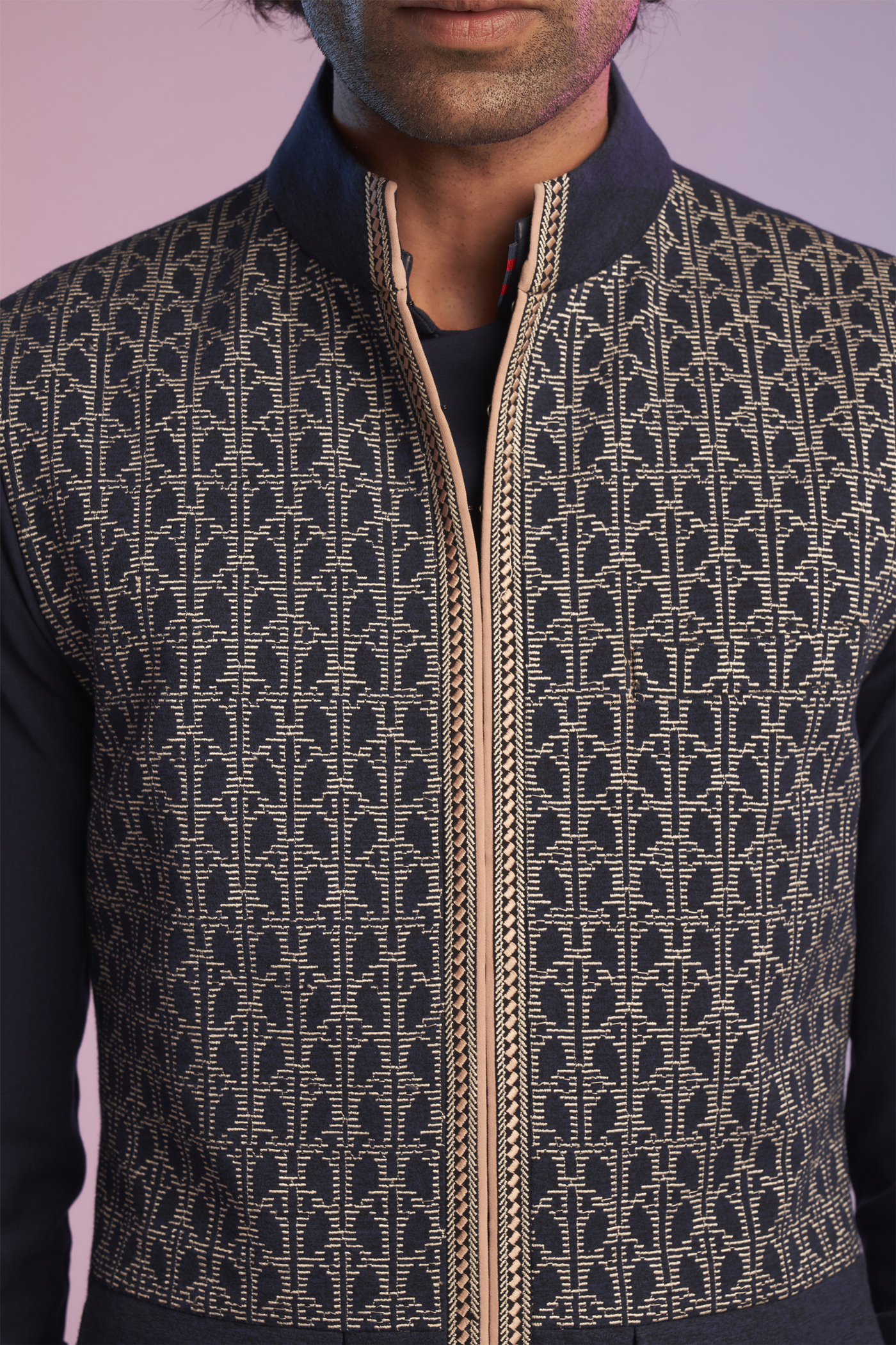 shantanu & nikhil Embroidered Navy Waistcoat western indian designer wear online shopping melange singapore