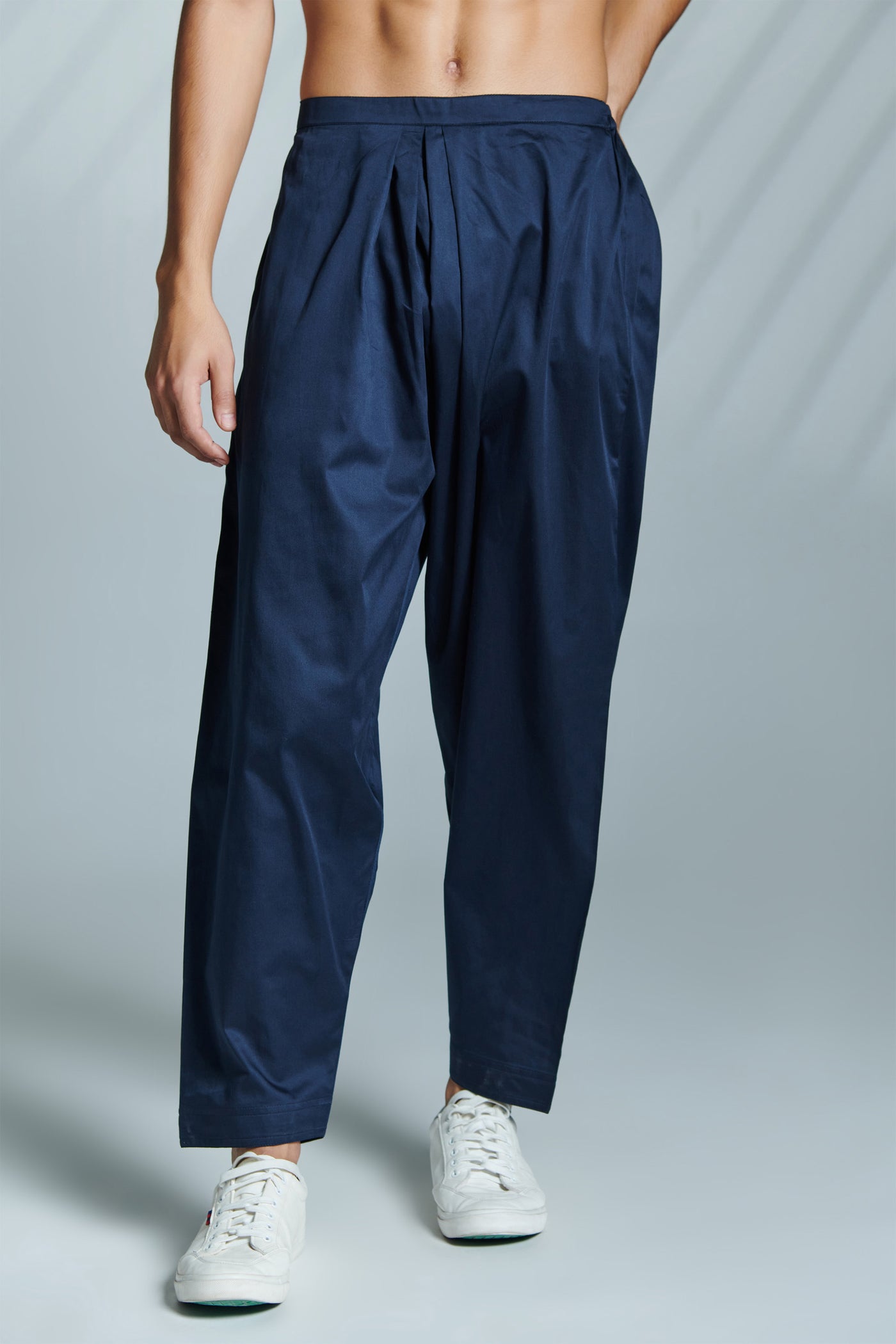 shantanu & nikhil menswear Navy Pleated Pants indian designer wear online shopping melange singapore