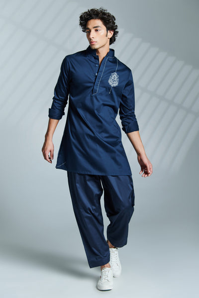 shantanu & nikhil menswear Navy Pleated Pants indian designer wear online shopping melange singapore