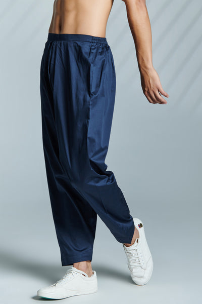 shantanu & nikhil menswear Navy Pleated Pants indian designer wear online shopping melange singapore