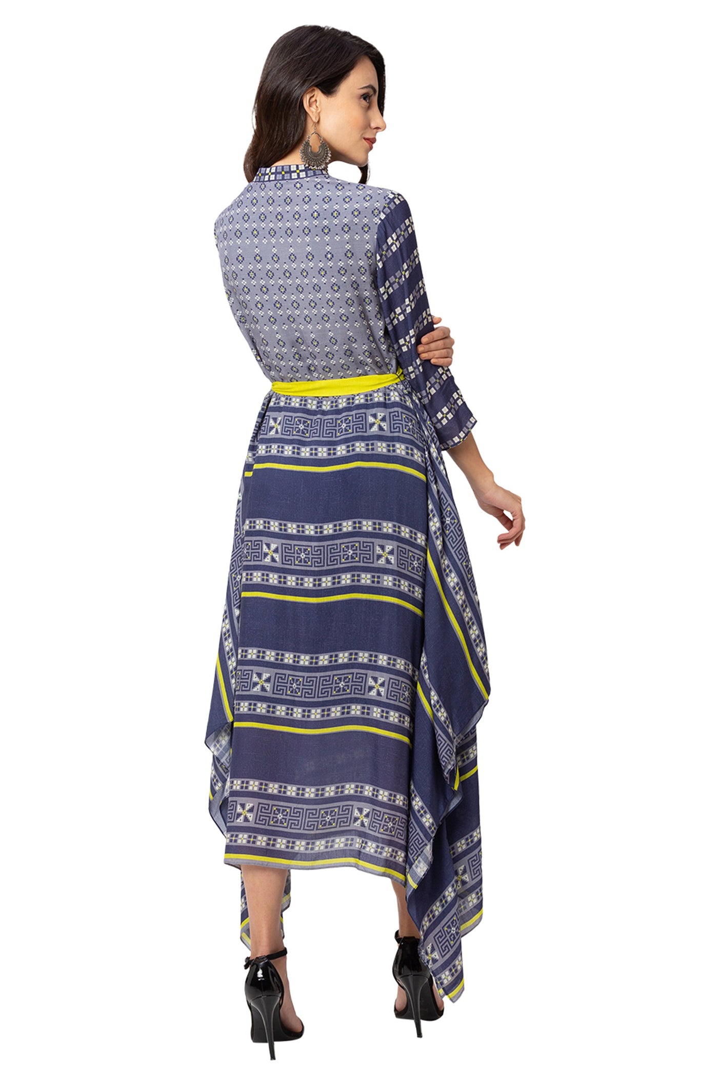 Mandira Wirk - Printed Asymmetrical Dress - Melange Singapore - Indian Designer Wear Online Shopping