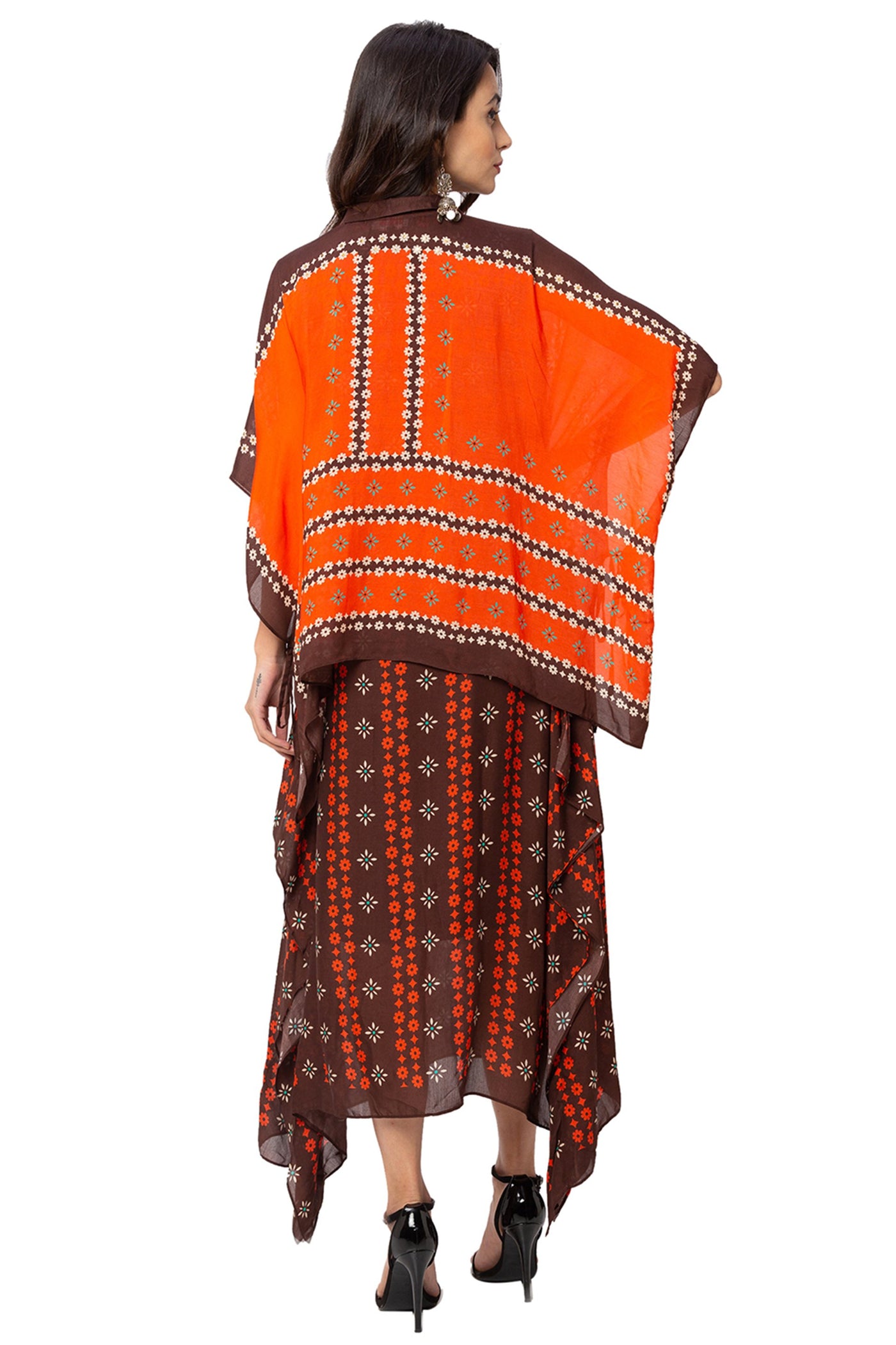 Rust Dress With Kaftan Jacket