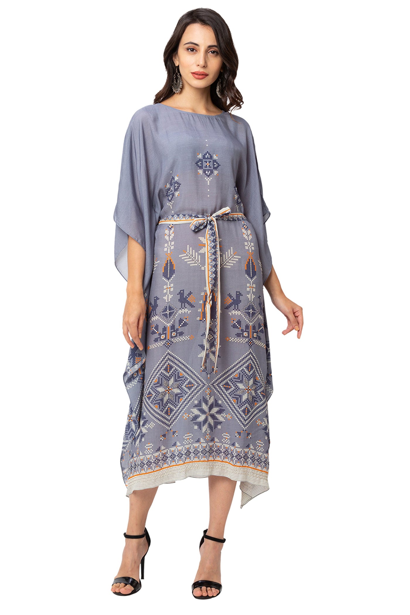 Powder Blue Printed Kaftan