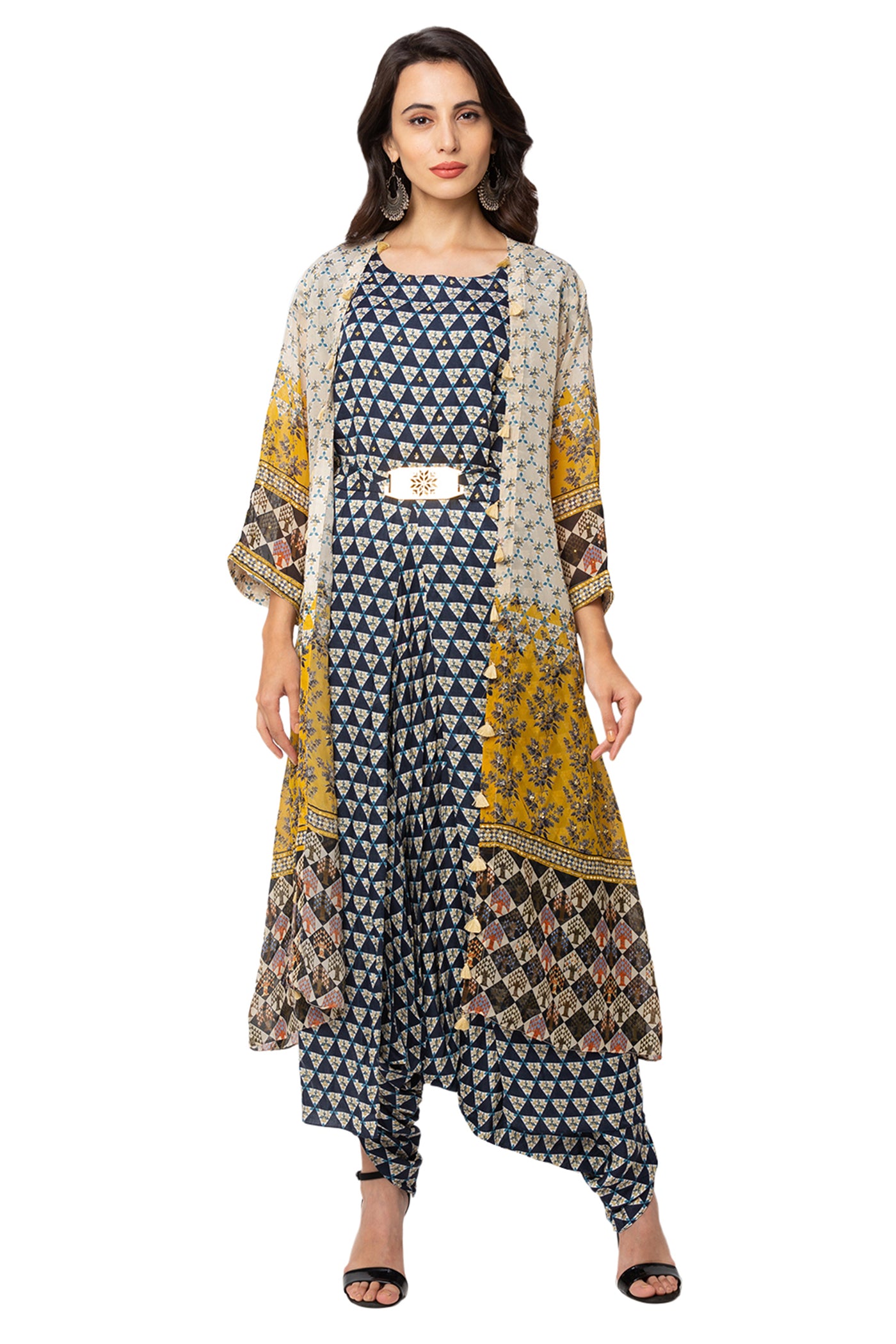 Dhoti Jumpsuit With Printed Jacket