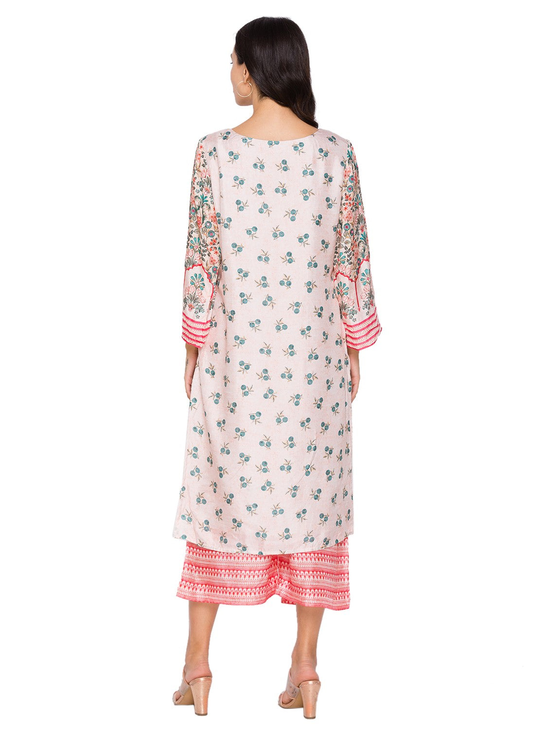 sougat paul Printed kurta with pants pink fusion festive indian designer wear online shopping melange singapore