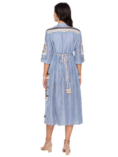 sougat Paul Powder Blue Printed Tier Dress western online shopping melange singapore indian designer wear