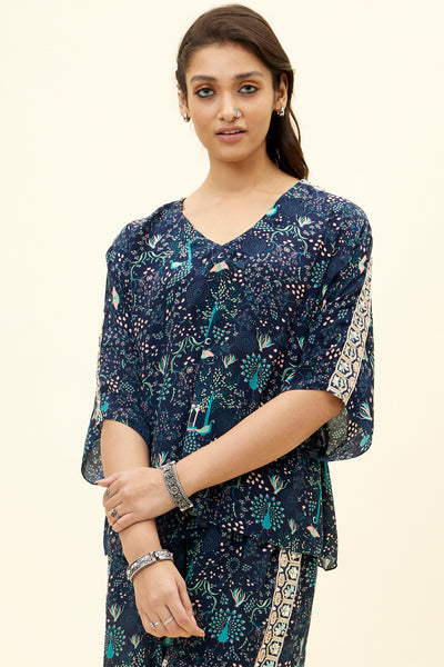 sva Blue Mor Jaal Print Co Ord Set With Embellishments online shopping melange singapore indian designer wear