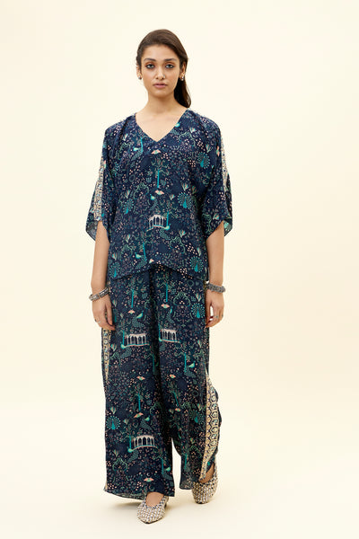 sva Blue Mor Jaal Print Co Ord Set With Embellishments online shopping melange singapore indian designer wear