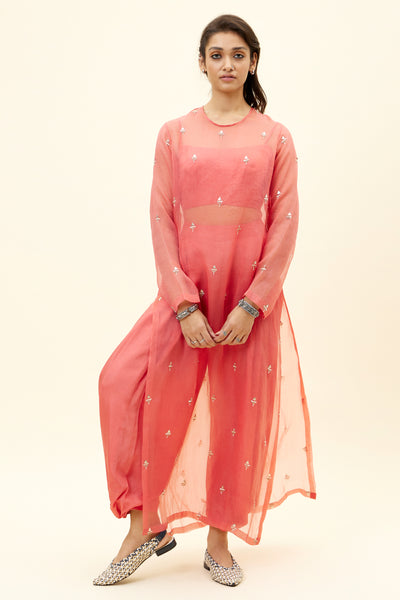 sva Coral Drapy Pants With Bustier And Organza Kurta online shopping melange singapore indian designer wear