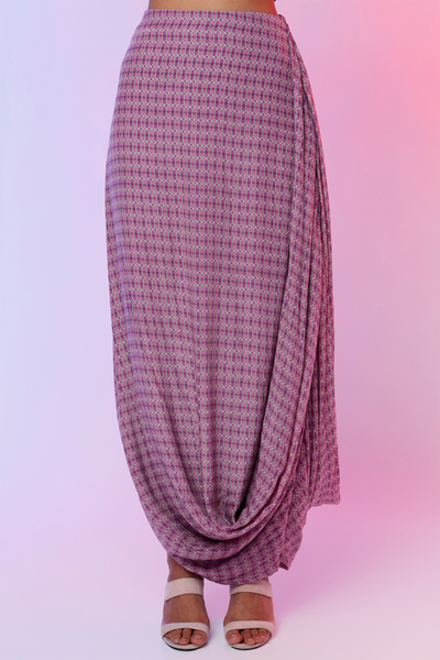 sva by sonam and paras modi  Lilac And Lattice Print Peplum Top With Drape Skirt Festive fusion Indian designer wear online shopping melange singapore indian designer wear