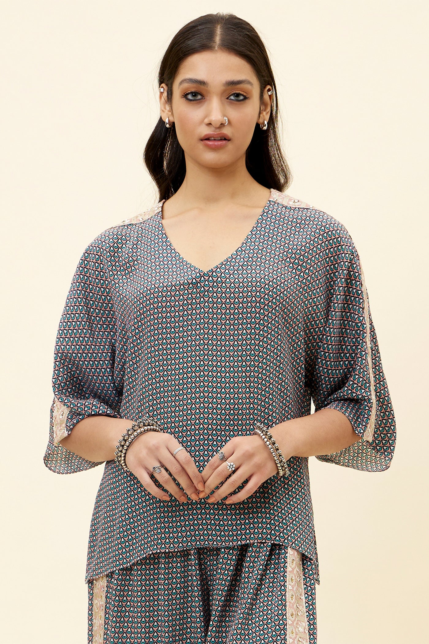 sva Pink Butti Print Co-ord Set online shopping melange singapore indian designer wear