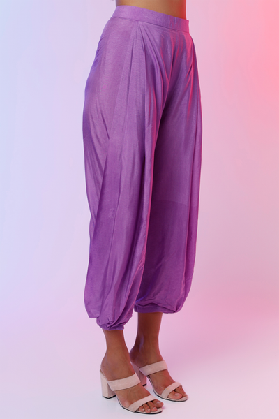 sva by sonam and paras modi  Purple Bustier With Purple Drapy Pants With Emb Organza Kurta Festive fusion Indian designer wear online shopping melange singapore indian designer wear