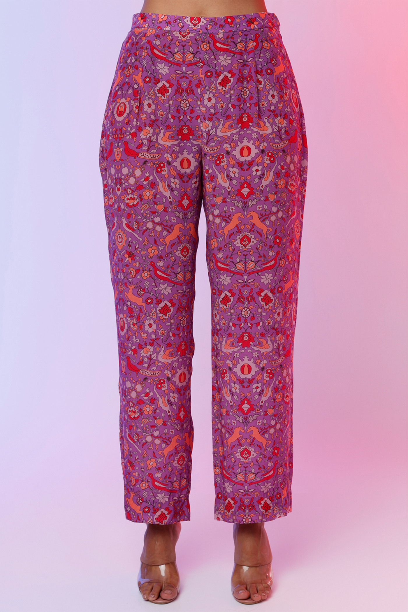 sva by sonam and paras modi Purple Saanjh Camisole And Pants Teamed With An Embellished Printed Jacket  Festive fusion Indian designer wear online shopping melange singapore indian designer wear