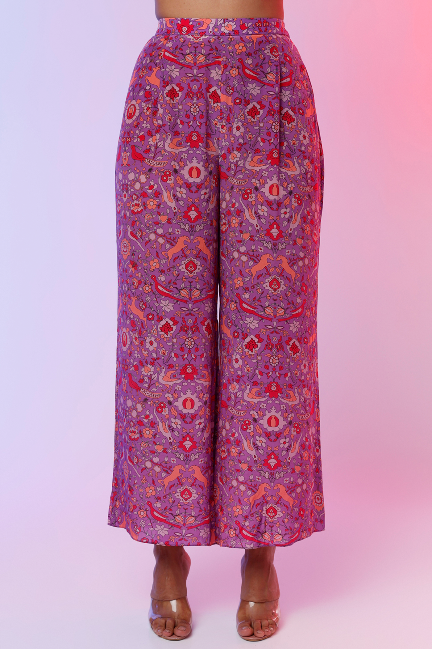 sva by sonam and paras modi Purple Saanjh Print Bustier With Pants And Cape Jacket  Festive fusion Indian designer wear online shopping melange singapore indian designer wear