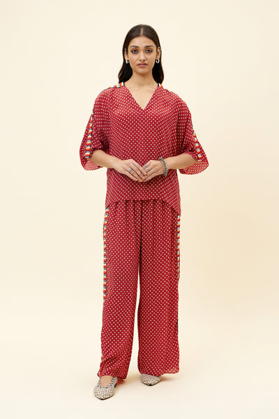sva Rasa Red Geo Print Co Ord Set With Embellishments online shopping melange singapore indian designer wear