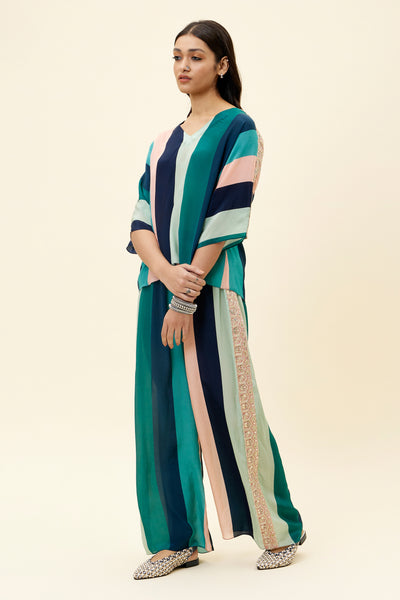 sva Stripes Print Co-ord Set With Embellishments online shopping melange singapore indian designer wear