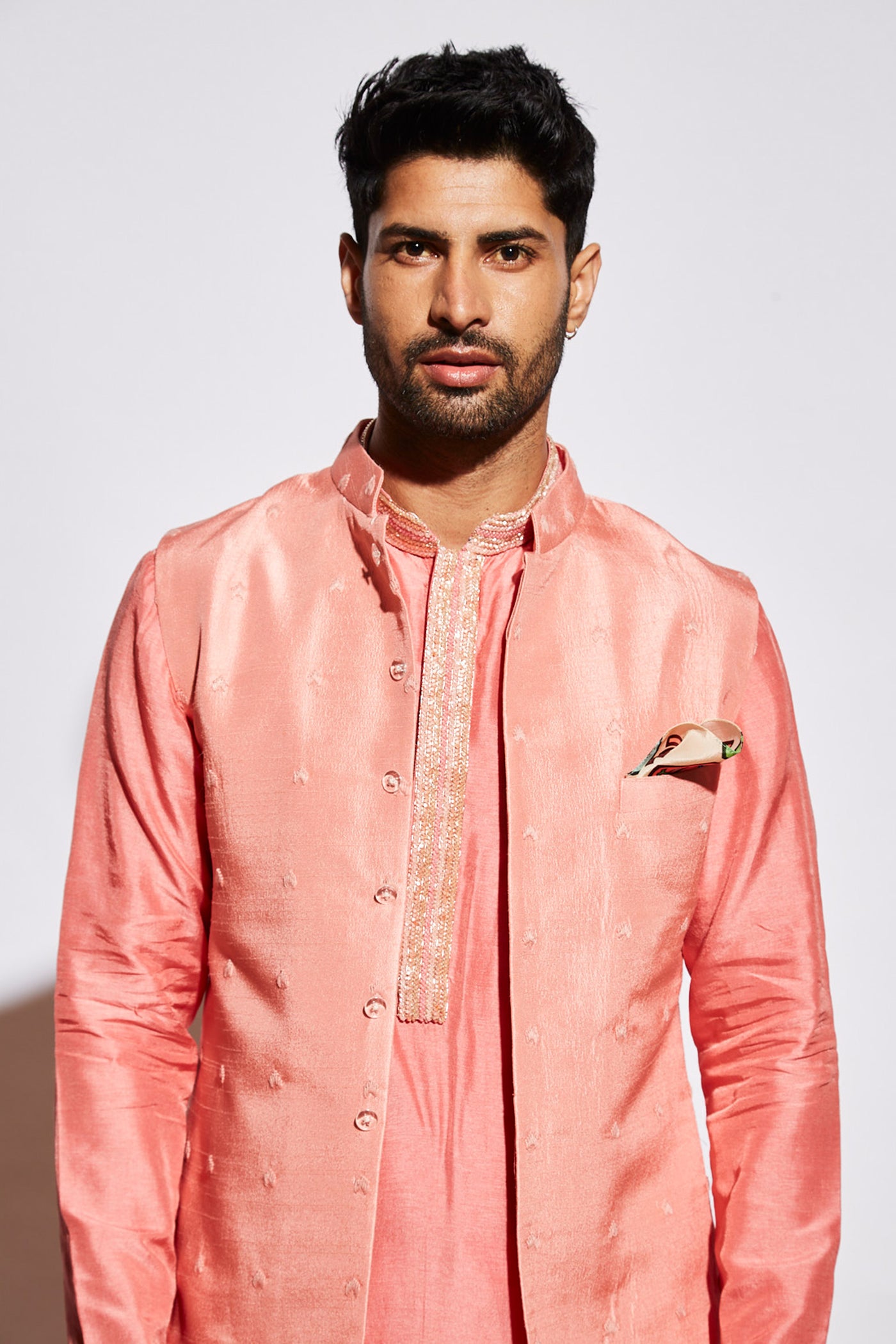 sva by sonam and paras modi menswear Pink Embroidered Bundi festive indian designer wear online shopping melange singapore