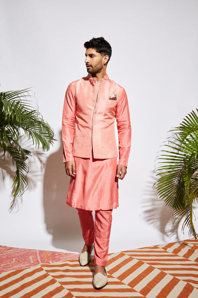 sva by sonam and paras modi menswear Pink Embroidered Bundi festive indian designer wear online shopping melange singapore