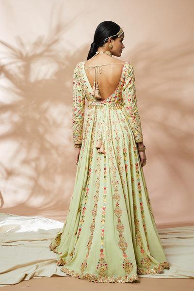 Tamanna punjabi kapoor Green Georgette Anarkali bridal indian designer wear online shopping melange singapore