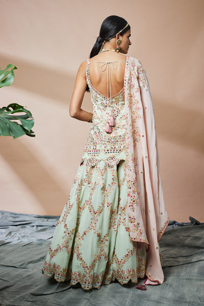 tamanna punjabi kapoor Green Georgette Sharara festive Indian designer wear online shopping melange singapore