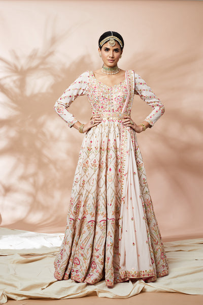 tamanna punjabi kapoor Light Pink Anarkali festive Indian designer wear online shopping melange singapore