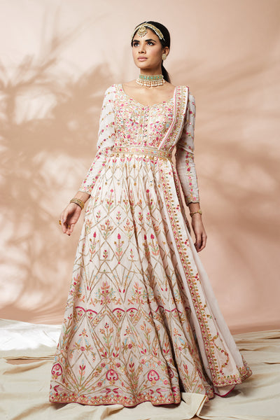 tamanna punjabi kapoor Light Pink Anarkali festive Indian designer wear online shopping melange singapore