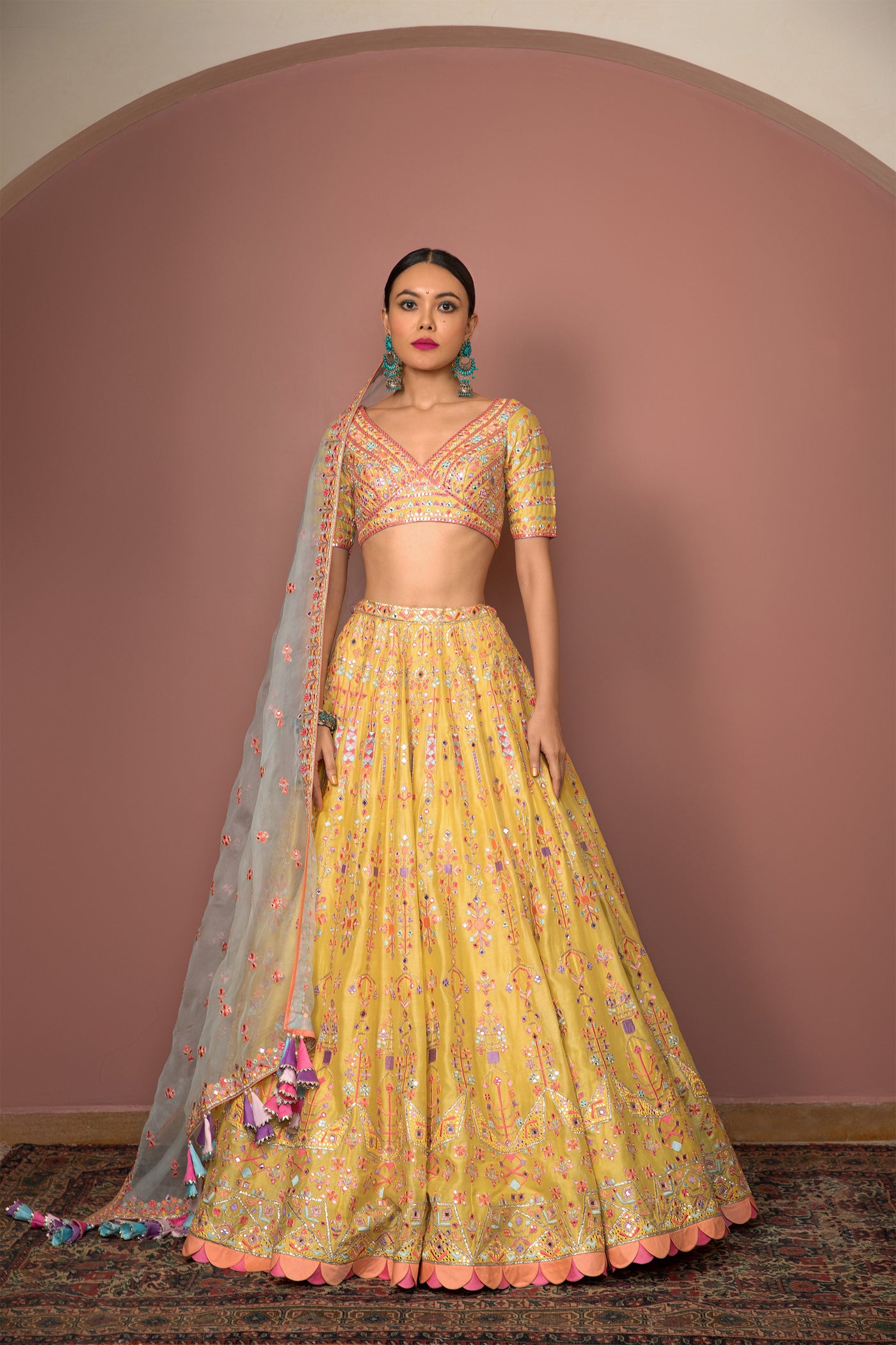 tamanna punjabi kapoor Mango Yellow Lehenga Set festive Indian designer wear online shopping melange singapore