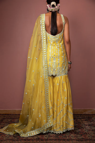 tamanna punjabi kapoor Mustard Strappy Kurta With Gharara festive Indian designer wear online shopping melange singapore