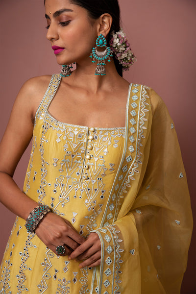 tamanna punjabi kapoor Mustard Strappy Kurta With Gharara festive Indian designer wear online shopping melange singapore