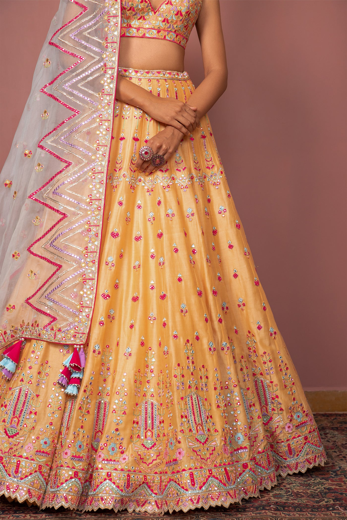 tamanna punjabi kapoor Orange Lehenga Set festive Indian designer wear online shopping melange singapore