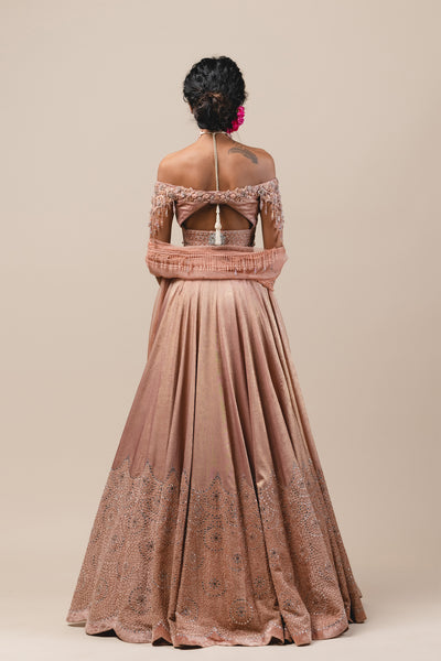 tarun tahiliani Big Border Kalidar Lehenga Set old rose online shopping melange singapore indian designer bridal wear