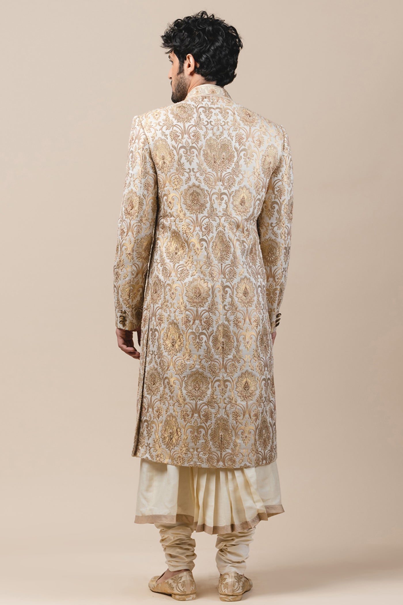 Tarun Tahiliani menswear Brocade Sherwani gold ivory white wedding groom bridal indian designer wear online shopping melange singapore