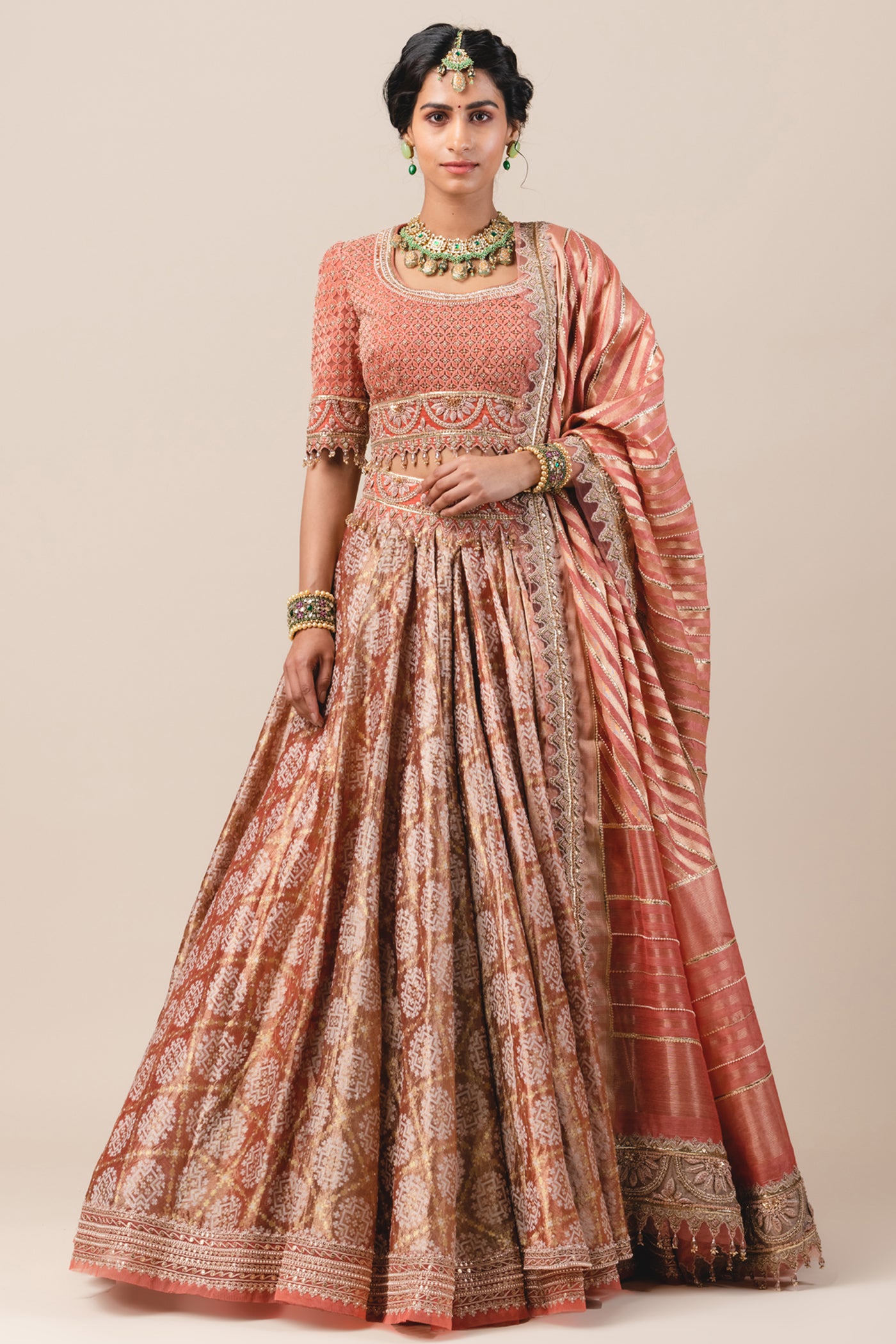 tarun tahiliani Kalidar Drape Lehenga Of Cutwork Tissue Fabric red online shopping melange singapore indian designer bridal wear
