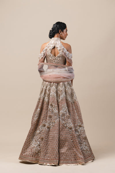 tarun tahiliani Kalidar Lehenga Of Laser Cut With Resham Buttas And 3D Flowers online shopping melange singapore indian designer bridal wear