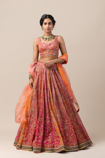 tarun tahiliani Multicolor Organza Lehenga With Zari Embroidery multi online shopping melange singapore indian designer bridal wear