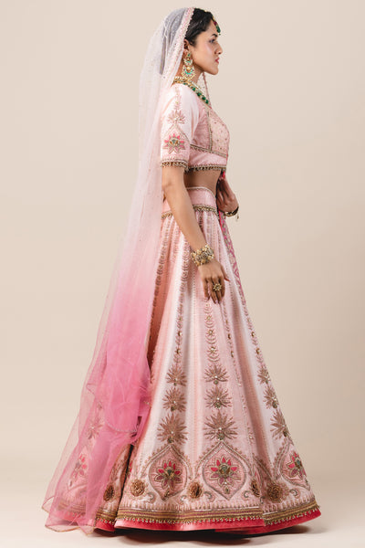 tarun tahiliani Pink Raw Silk Lehenga with Hand Embroidery online shopping melange singapore indian designer bridal wear