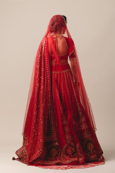 tarun tahiliani Red Raw Silk Lehenga with Hand Embroidery online shopping melange singapore indian designer bridal wear