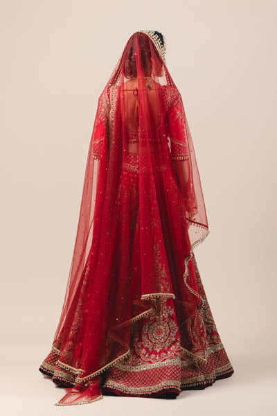 tarun tahiliania Red Raw Silk Lehenga With Zardozi Embroidery online shopping melange singapore indian designer bridal wear