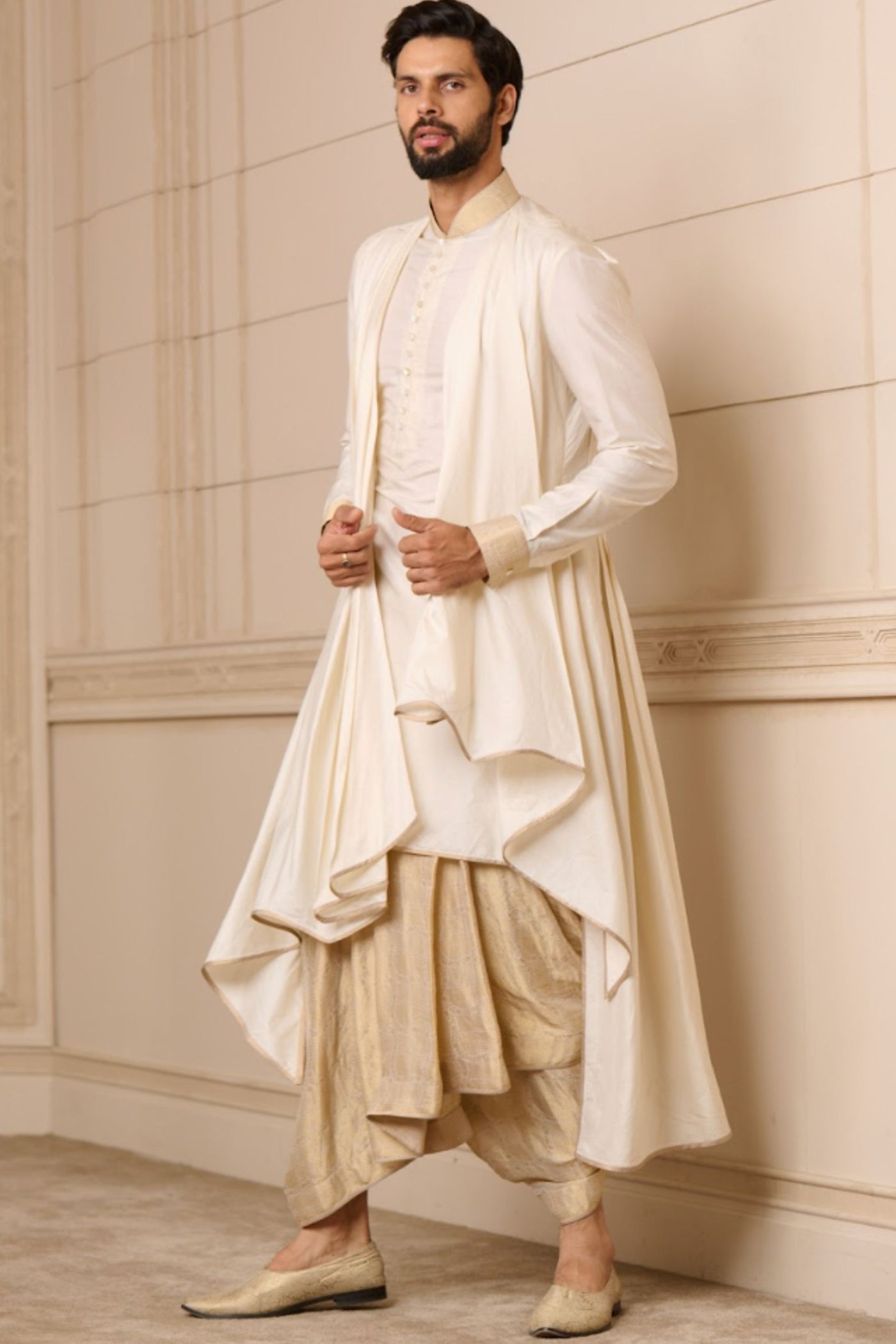 Tarun Tahiliani Kurta Dhoti Light Gold indian designer wear online shopping melange singapore