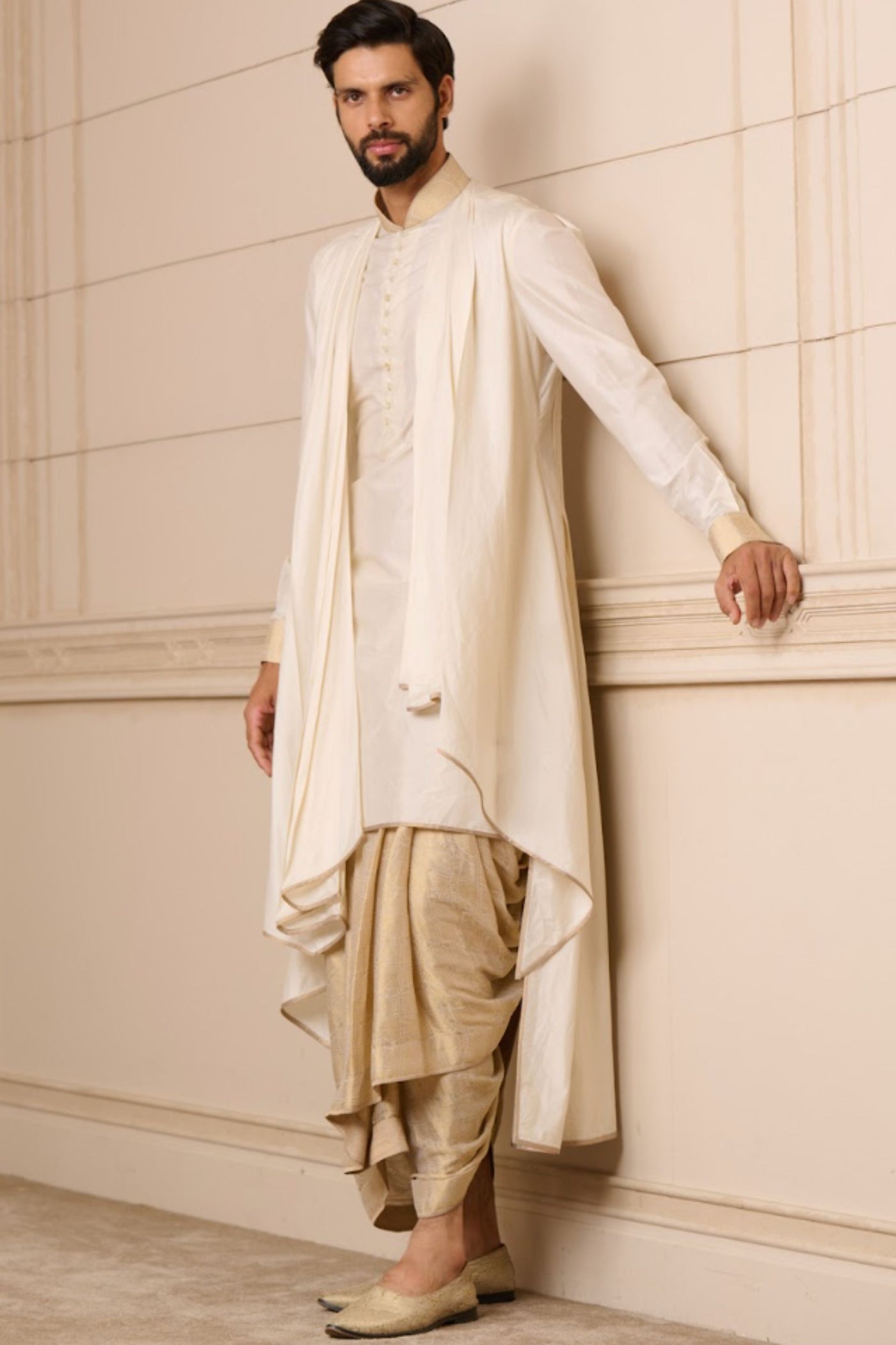 Tarun Tahiliani Kurta Dhoti Light Gold indian designer wear online shopping melange singapore