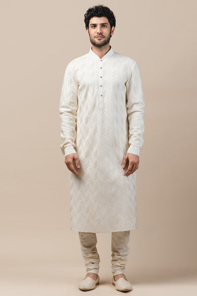 tarun tahilaini menswear All Over Textured Kurta ivory online shopping melange singapore indian wedding designer wear groom festive
