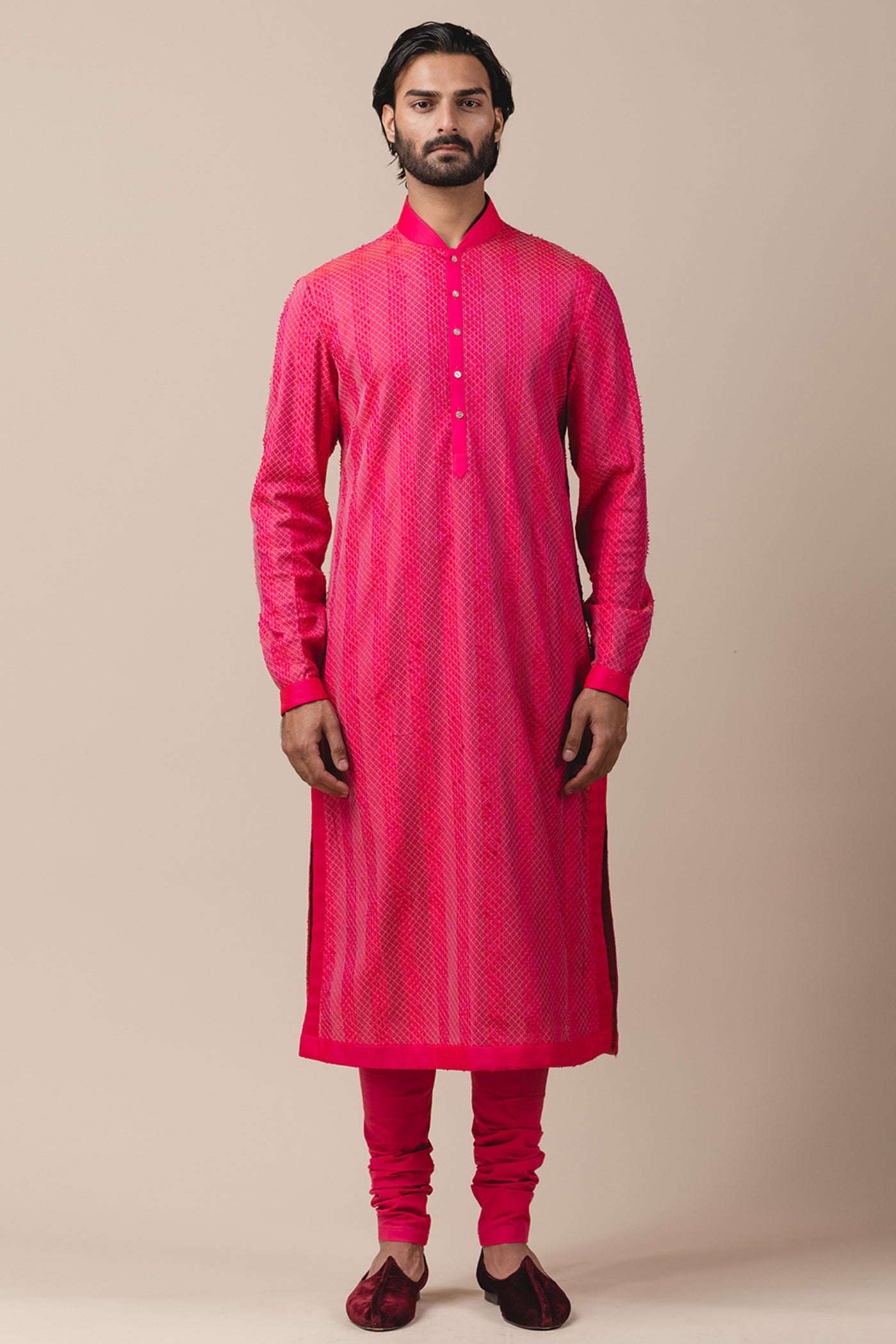 tarun tahiliani menswear Silk Textured Kurta pink online shopping melange singapore indian wedding groom designer wear festive