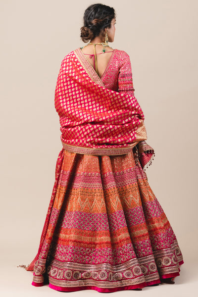 tarun tahiliani Panelled Lehenga With Zardozi Embroidery multi pink online shopping melange singapore Indian designer bridal wear