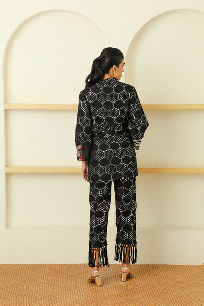 twenty nine cherry blossom a-line flared sleeves jacket black fusion indian designer wear online shopping melange singapore
